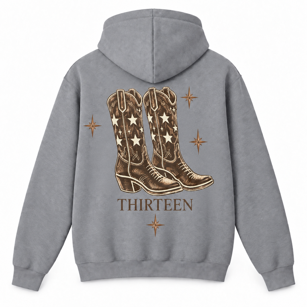 Sudadera Thirteen Botas Western Gris