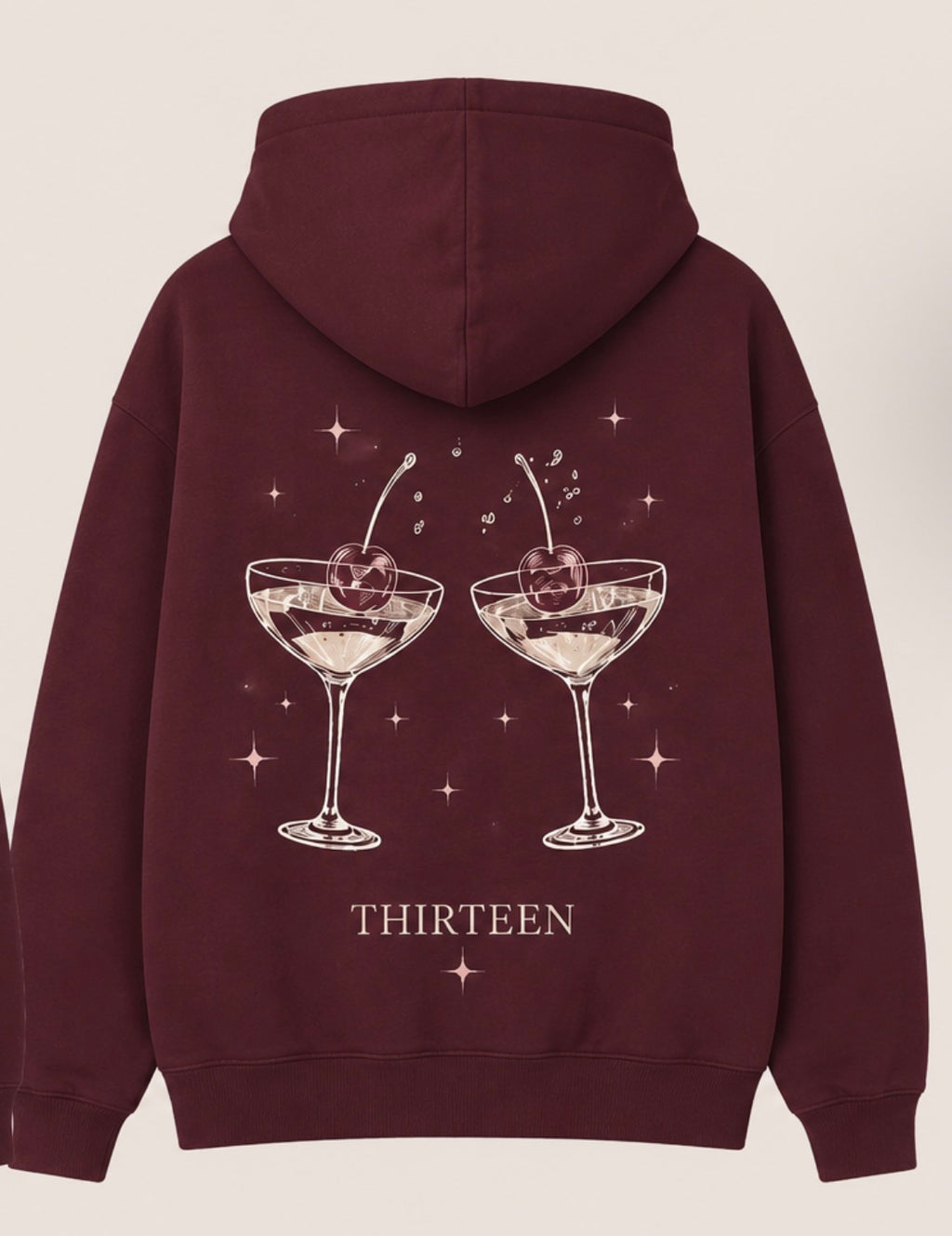 Sudadera con capucha, color, vino, colección fiesta