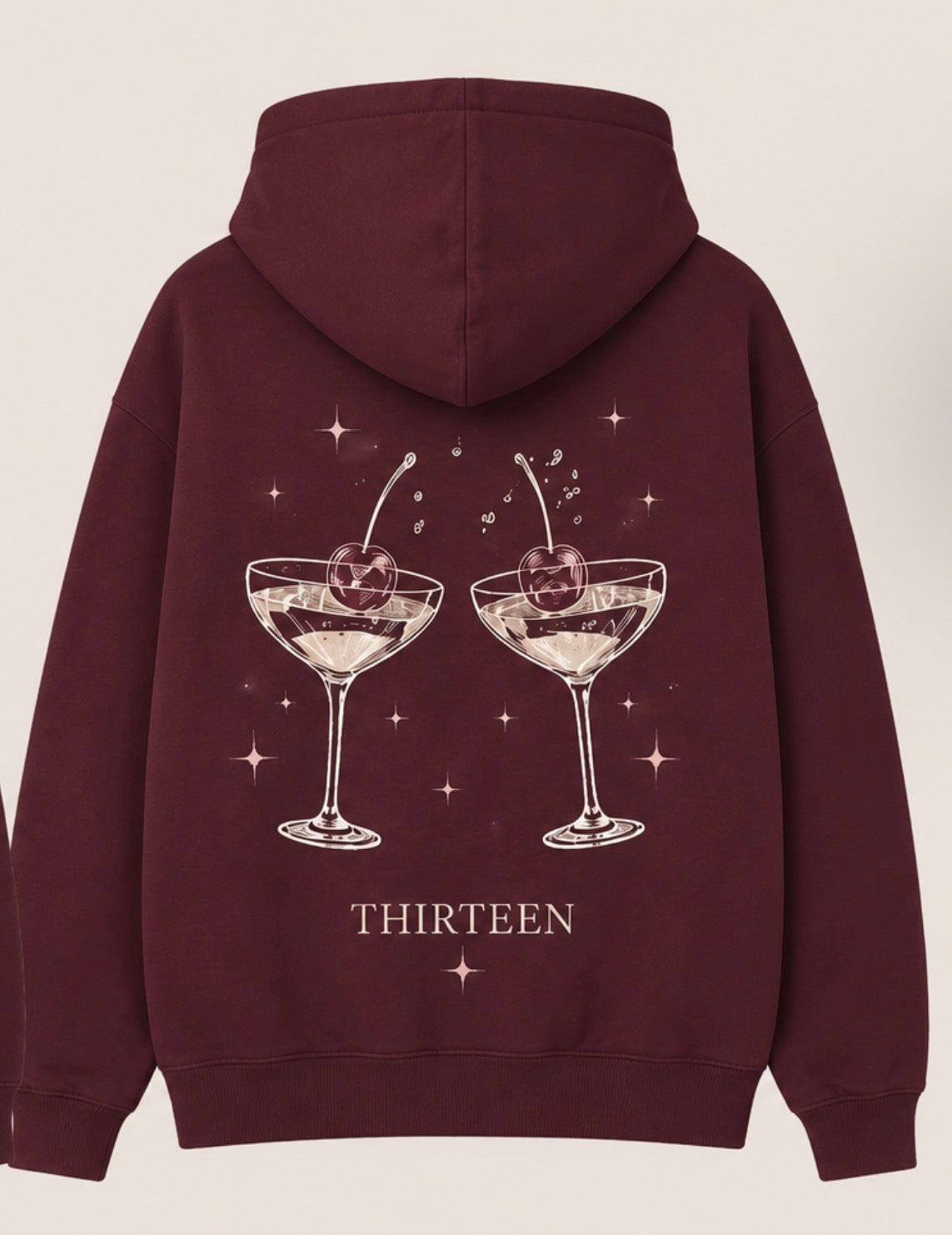 Sudadera con capucha, color, vino, colección fiesta