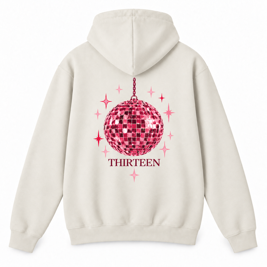 Sudadera Bola Disco Rosa Crema – THIRTEEN